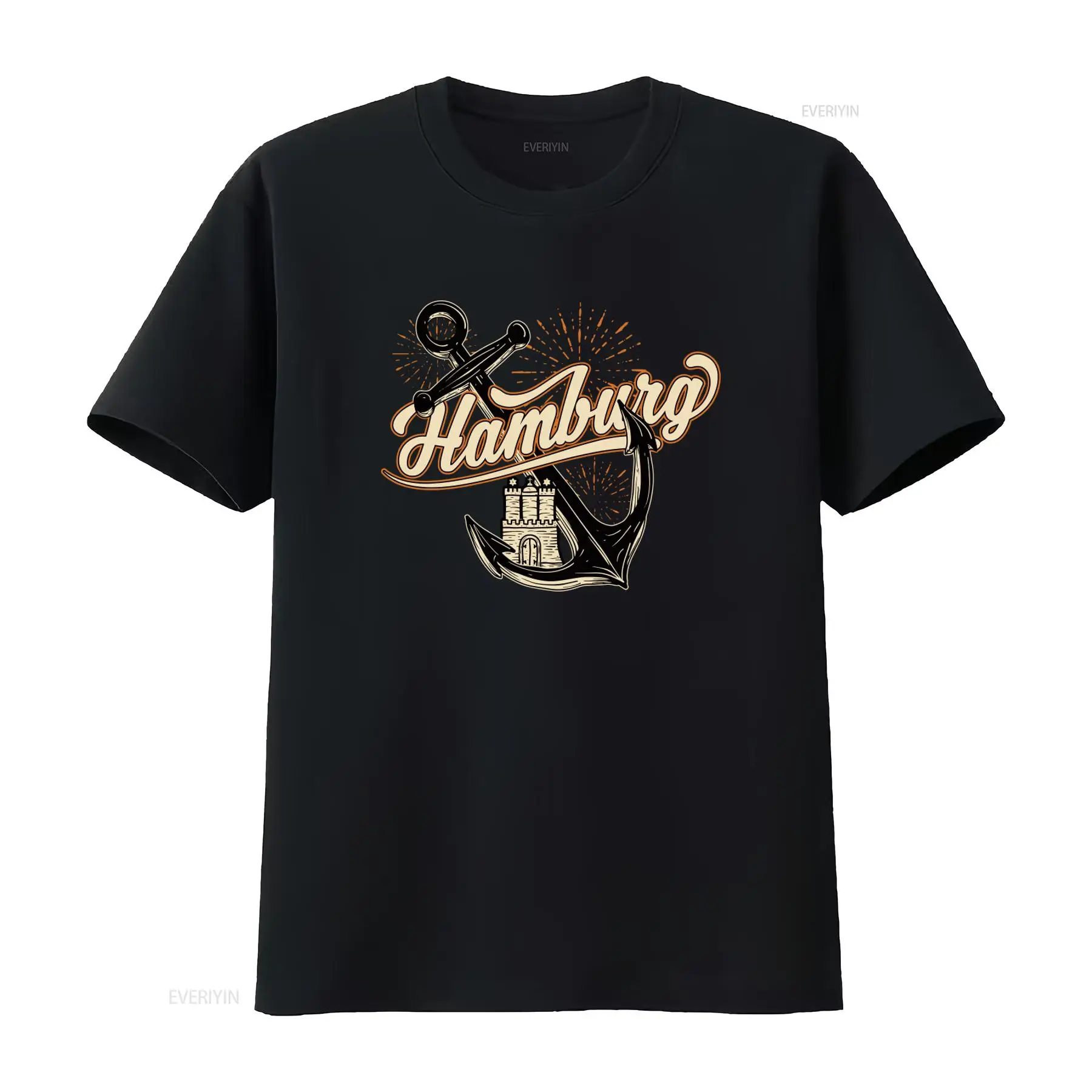 Vintage Fashion Hamburg - 남성용 함부르크 앵커 프린트 티셔츠, 재미있고