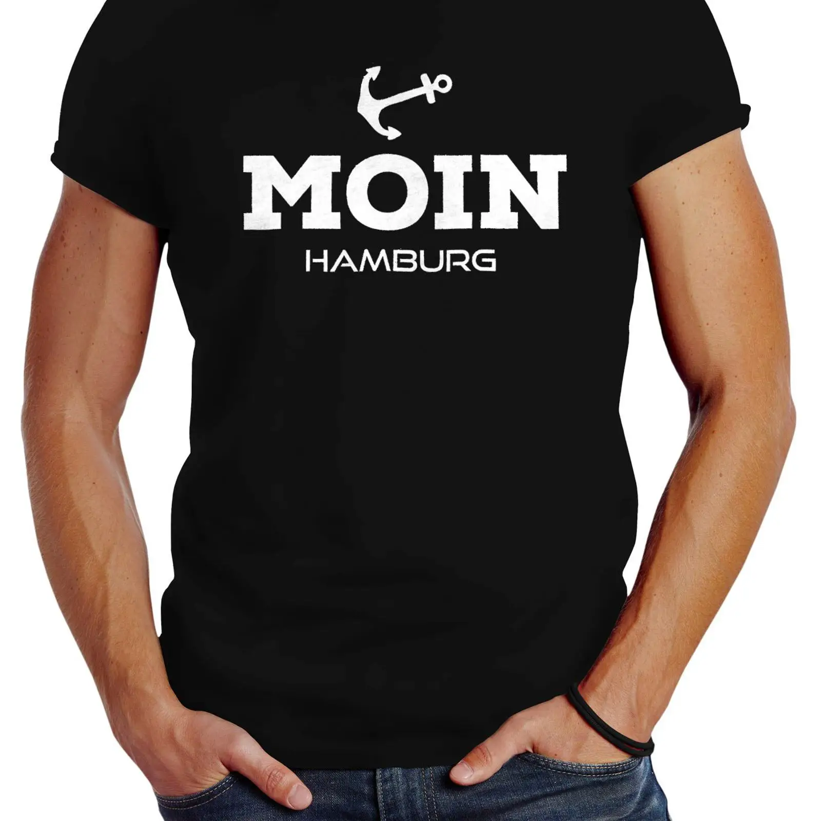 Vintage Fashion Hamburg - Neverless 남성용 티셔츠 Moin Hamburg Anchor