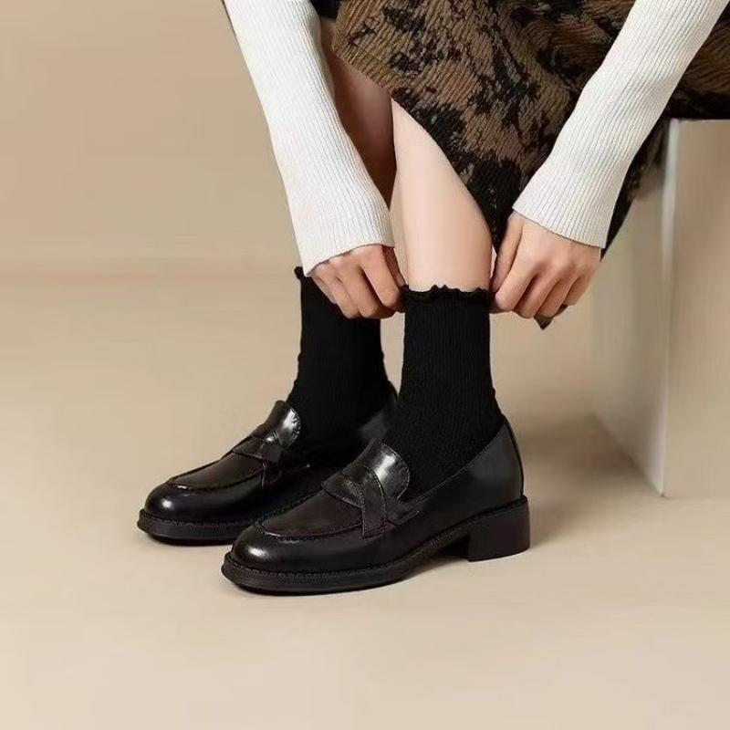 Vintage Fashion Dresses - 여성 빈티지 페니 로퍼 슬립온 낮은