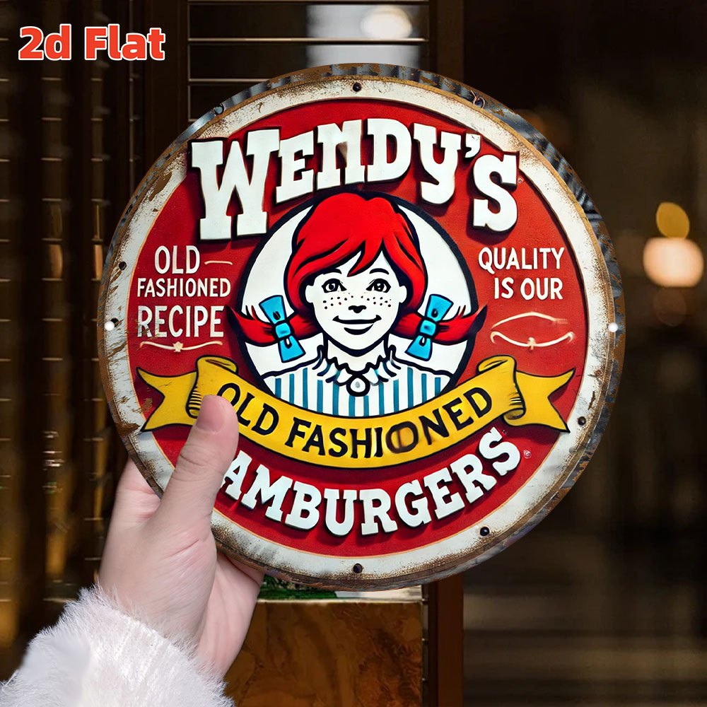빈티지 웬디스 올드 패션드 햄버거 원형 틴 사인, 레트 - Vintage Fashion Hamburg 리뷰 및 가격