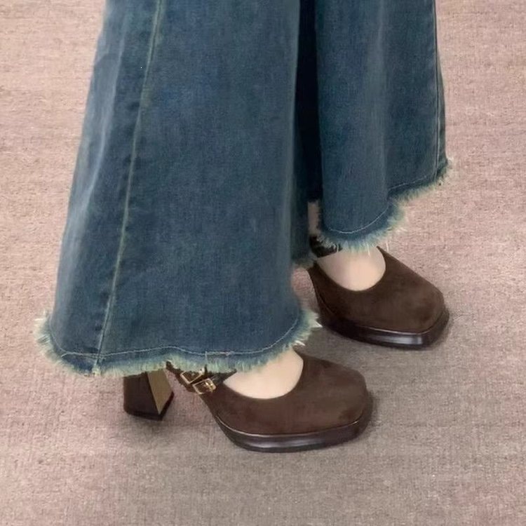 빈티지 두꺼운 굽 여성 메리제인 슈즈 연회 파티 버클  - Vintage Fashion Online 리뷰 및 가격