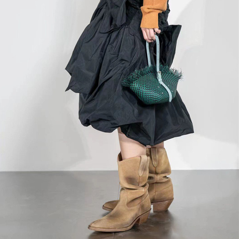 패션 빈티지 부츠 스플릿 토우즈 한국식 청키 힐 웨스턴 - Vintage Fashion Online 리뷰 및 가격