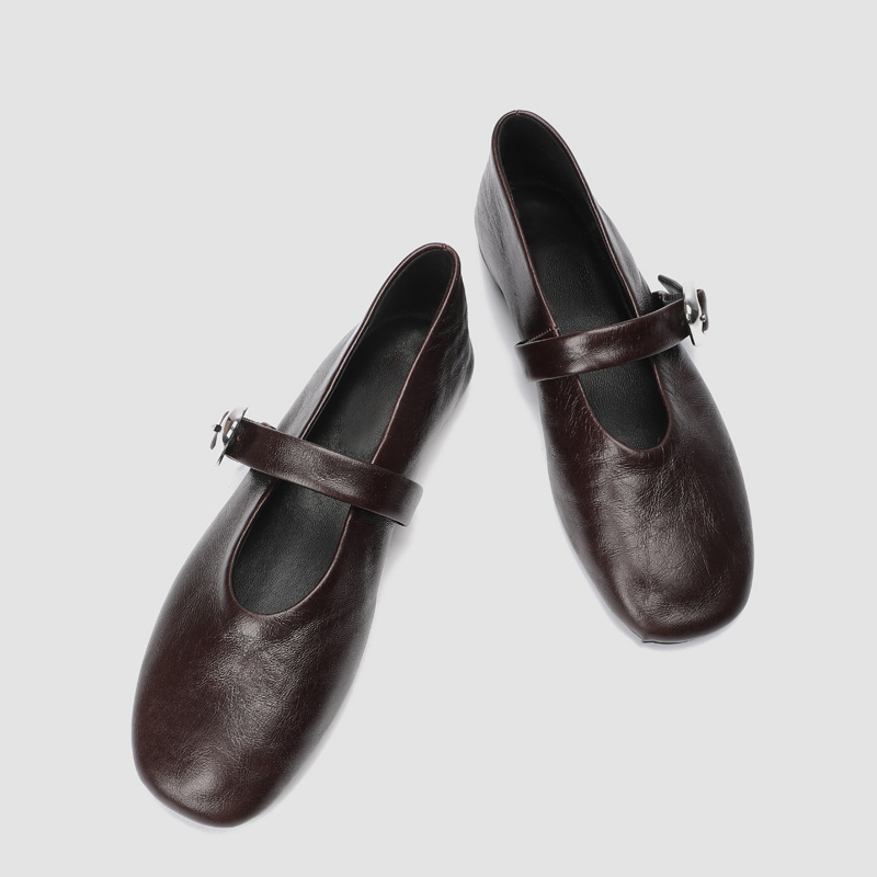 여성 메리 제인 슈즈 PU 가죽 스퀘어 토 플랫 빈티지 - Vintage Fashion Online 리뷰 및 가격